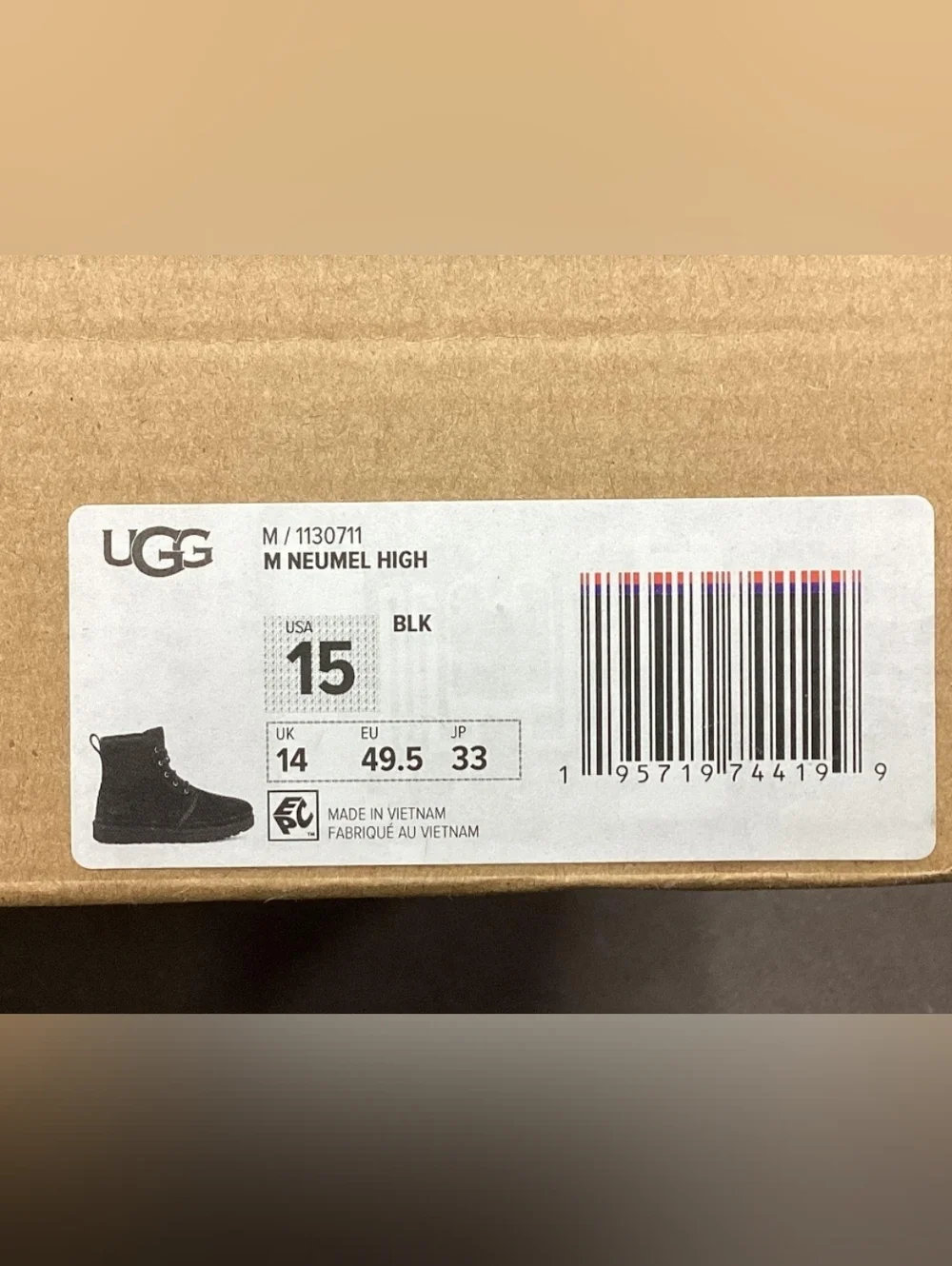 UGG Neumel High 'Black'   Men's Suede Chukka Lace-Up Boots Size 15 NIB
